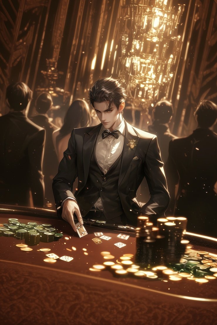 Dealer profesional memandu sesi Baccarat di studio Live Casino hyperslot